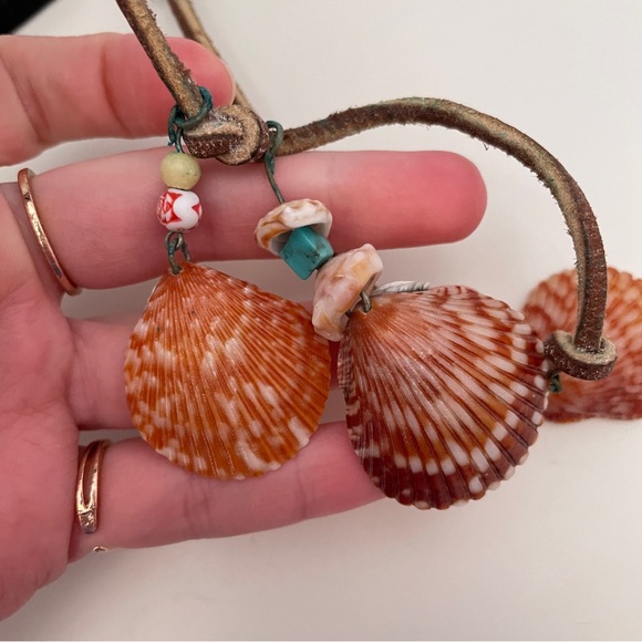 Vintage HAWAIIAN Real SHELL Leather Summer Beach Vacation Mermaid Core Necklace - Picture 3 of 9